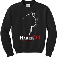 Cat Ladies For Kamala Funny Cat 2024 President Kamalaharris Kids Sweatshirt