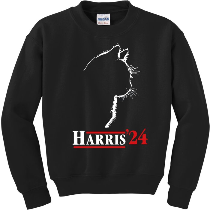 Cat Ladies For Kamala Funny Cat 2024 President Kamalaharris Kids Sweatshirt