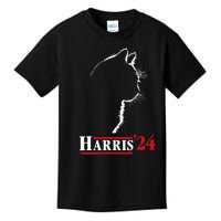 Cat Ladies For Kamala Funny Cat 2024 President Kamalaharris Kids T-Shirt