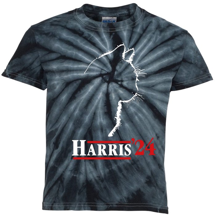 Cat Ladies For Kamala Funny Cat 2024 President Kamalaharris Kids Tie-Dye T-Shirt