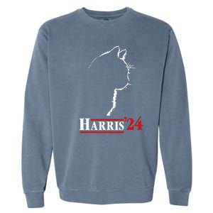 Cat Ladies For Kamala Funny Cat 2024 President Kamalaharris Garment-Dyed Sweatshirt