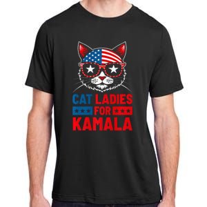 Cat Ladies For Kamala Funny Cat 2024 President Kamala Harris Adult ChromaSoft Performance T-Shirt