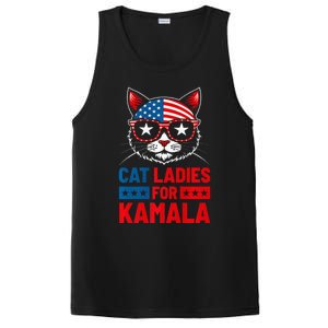 Cat Ladies For Kamala Funny Cat 2024 President Kamala Harris PosiCharge Competitor Tank