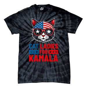 Cat Ladies For Kamala Funny Cat 2024 President Kamala Harris Tie-Dye T-Shirt