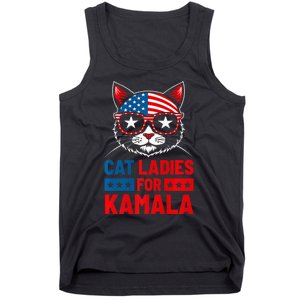 Cat Ladies For Kamala Funny Cat 2024 President Kamala Harris Tank Top