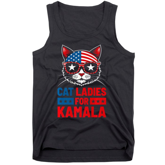 Cat Ladies For Kamala Funny Cat 2024 President Kamala Harris Tank Top