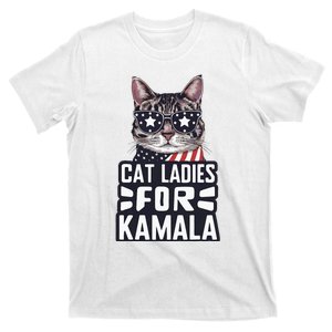 Cat Ladies For Kamala Funny President 2024 Kamala Harris T-Shirt