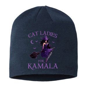 Cat Ladies For Kamala Harris 2024 Witches Harris Halloween Sustainable Beanie