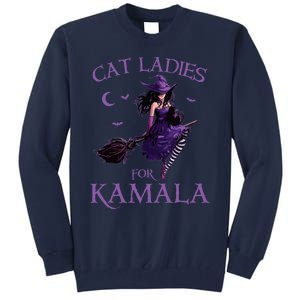 Cat Ladies For Kamala Harris 2024 Witches Harris Halloween Tall Sweatshirt