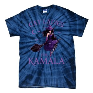 Cat Ladies For Kamala Harris 2024 Witches Harris Halloween Tie-Dye T-Shirt