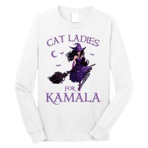 Cat Ladies For Kamala Harris 2024 Witches Harris Halloween Long Sleeve Shirt