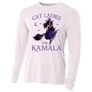 Cat Ladies For Kamala Harris 2024 Witches Harris Halloween Cooling Performance Long Sleeve Crew