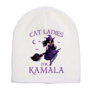 Cat Ladies For Kamala Harris 2024 Witches Harris Halloween Short Acrylic Beanie