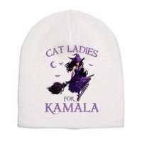 Cat Ladies For Kamala Harris 2024 Witches Harris Halloween Short Acrylic Beanie