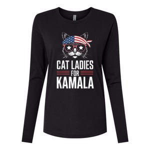 Cat Ladies For Kamala Funny Cat 2024 President Kamalaharris Womens Cotton Relaxed Long Sleeve T-Shirt