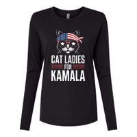 Cat Ladies For Kamala Funny Cat 2024 President Kamalaharris Womens Cotton Relaxed Long Sleeve T-Shirt