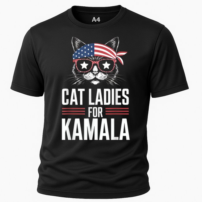 Cat Ladies For Kamala Funny Cat 2024 President Kamalaharris Cooling Performance Crew T-Shirt