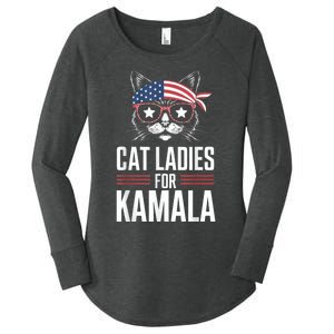 Cat Ladies For Kamala Funny Cat 2024 President Kamalaharris Women's Perfect Tri Tunic Long Sleeve Shirt