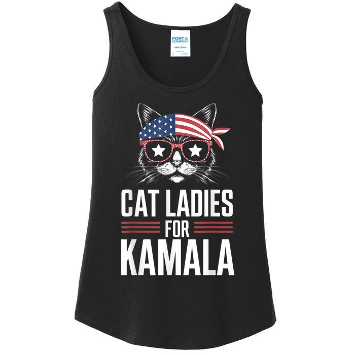 Cat Ladies For Kamala Funny Cat 2024 President Kamalaharris Ladies Essential Tank