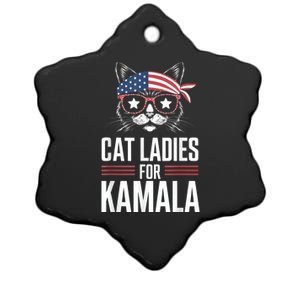 Cat Ladies For Kamala Funny Cat 2024 President Kamalaharris Ceramic Star Ornament