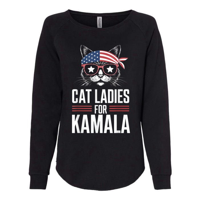 Cat Ladies For Kamala Funny Cat 2024 President Kamalaharris Womens California Wash Sweatshirt