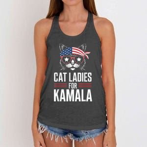 Cat Ladies For Kamala Funny Cat 2024 President Kamalaharris Women's Knotted Racerback Tank