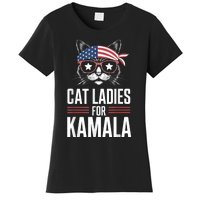 Cat Ladies For Kamala Funny Cat 2024 President Kamalaharris Women's T-Shirt