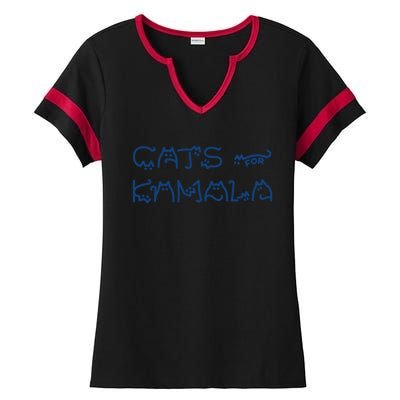 Cat Ladies For Kamala Cat Typography Alphabet Cute Simple Gift Ladies Halftime Notch Neck Tee