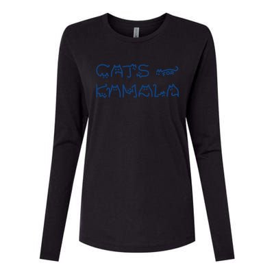 Cat Ladies For Kamala Cat Typography Alphabet Cute Simple Gift Womens Cotton Relaxed Long Sleeve T-Shirt