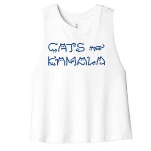 Cat Ladies For Kamala Cat Typography Alphabet Cute Simple Gift Women's Racerback Cropped Tank