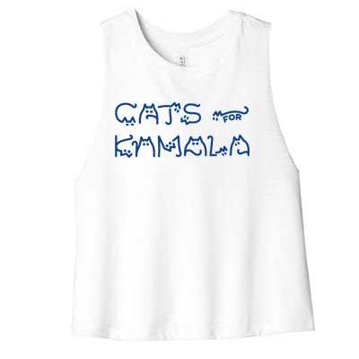 Cat Ladies For Kamala Cat Typography Alphabet Cute Simple Gift Women's Racerback Cropped Tank