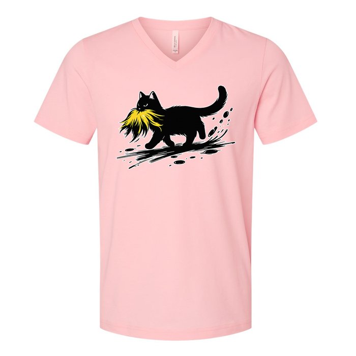 Cat Ladies For Kamala Harris Donald Trump 2024 V-Neck T-Shirt