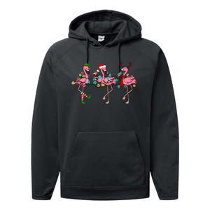 Christmas Lights Flamingo Santa Hat Holiday Xmas Performance Fleece Hoodie