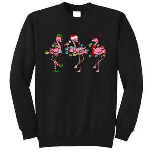 Christmas Lights Flamingo Santa Hat Holiday Xmas Sweatshirt