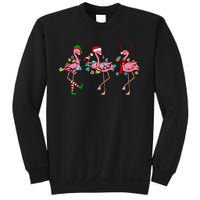 Christmas Lights Flamingo Santa Hat Holiday Xmas Sweatshirt