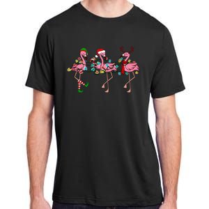 Christmas Lights Flamingo Santa Hat Holiday Xmas Adult ChromaSoft Performance T-Shirt