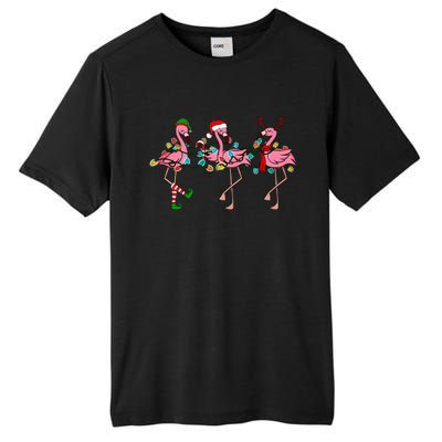 Christmas Lights Flamingo Santa Hat Holiday Xmas Tall Fusion ChromaSoft Performance T-Shirt