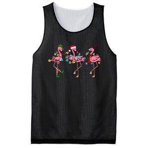 Christmas Lights Flamingo Santa Hat Holiday Xmas Mesh Reversible Basketball Jersey Tank