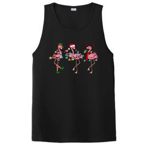 Christmas Lights Flamingo Santa Hat Holiday Xmas PosiCharge Competitor Tank