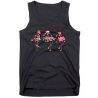 Christmas Lights Flamingo Santa Hat Holiday Xmas Tank Top