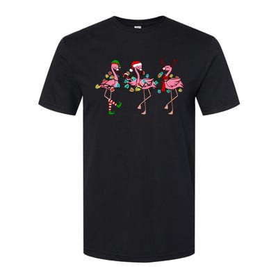 Christmas Lights Flamingo Santa Hat Holiday Xmas Softstyle CVC T-Shirt