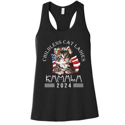 Cat Lady Fun Childless Cat Ladies 2024 Women's Racerback Tank