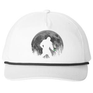 Coffee Lovers Funny Sasquatch Moon Bigfoot Hot Coffee Java Funny Gift Snapback Five-Panel Rope Hat