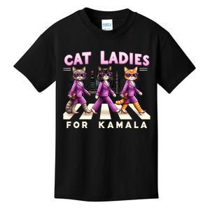 Cat Ladies For Kamala Voting Kamala Harris 2024 Cat Lover Kids T-Shirt