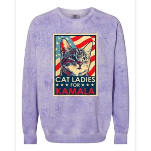 Cat Ladies For Kamala Funny Cat 2024 President Kamalaharris Colorblast Crewneck Sweatshirt