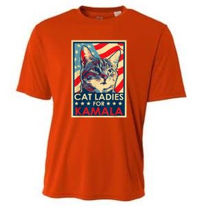 Cat Ladies For Kamala Funny Cat 2024 President Kamalaharris Cooling Performance Crew T-Shirt