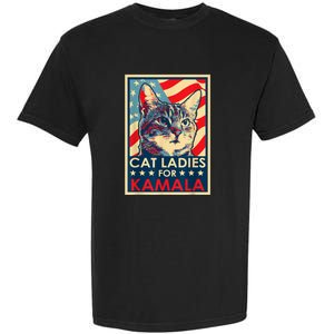 Cat Ladies For Kamala Funny Cat 2024 President Kamalaharris Garment-Dyed Heavyweight T-Shirt