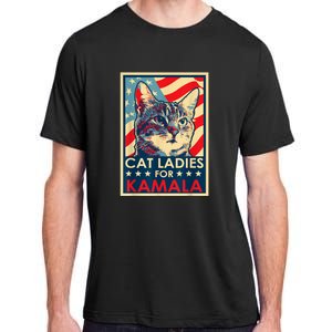 Cat Ladies For Kamala Funny Cat 2024 President Kamalaharris Adult ChromaSoft Performance T-Shirt