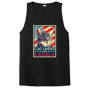 Cat Ladies For Kamala Funny Cat 2024 President Kamalaharris PosiCharge Competitor Tank