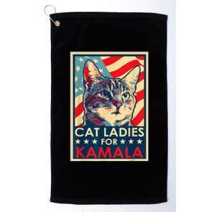 Cat Ladies For Kamala Funny Cat 2024 President Kamalaharris Platinum Collection Golf Towel